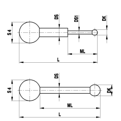 M5 щуп для поворотных конфигураций, рубиновый шарик Ø 2 мм, стержень из карбида вольфрама, L 28.5 мм, ML 24.5 мм, для систем ZEISS A-5555-0120
