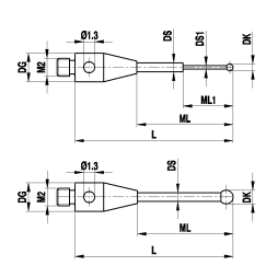 M2 рубиновый шарик Ø1 мм, стержень из карбида вольфрама, L 10.5 мм, ML 6.5 мм, для систем ZEISS A-5555-0308